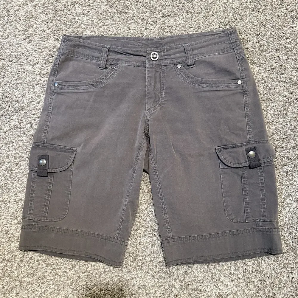 Kuhl Cargo Shorts Womens Size 4 Gray Vintage Patina Dye 11